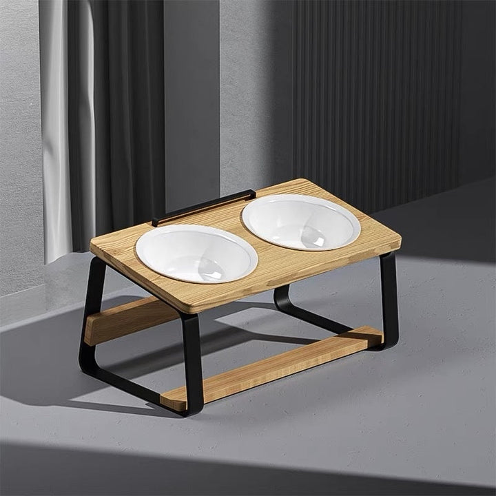 Ceramic Double Pet Feeding And Water Bowl Holder