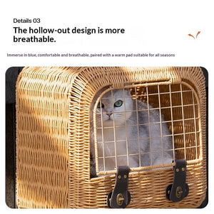 Discover the Ultimate Comfort with Our Portable Woven Rattan Pet Carrier