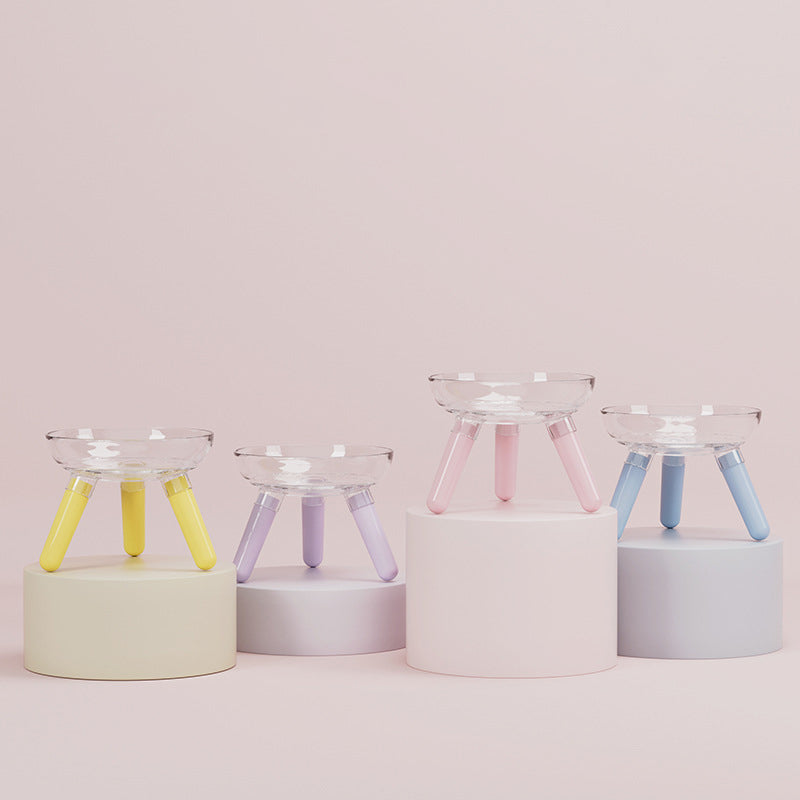 Transparent Glass Pet Feeding And Water Bowl Anti-Knock Stand