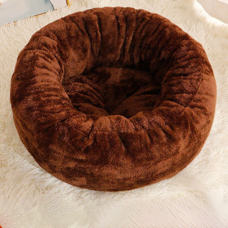 Fluffy Donut Pet Bed Round Warm Cushion Mat