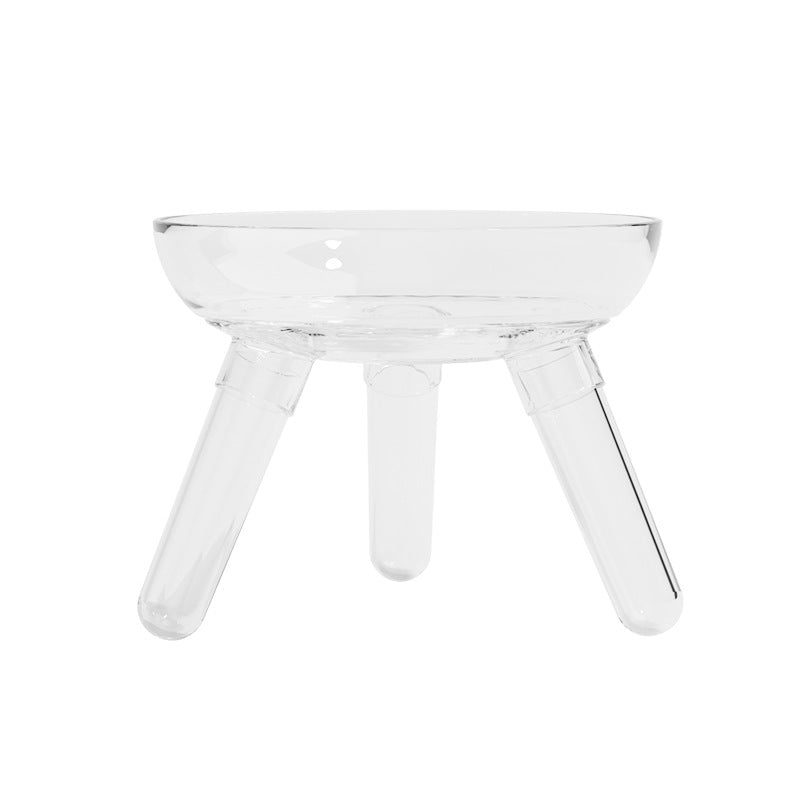 Transparent Glass Pet Feeding And Water Bowl Anti-Knock Stand