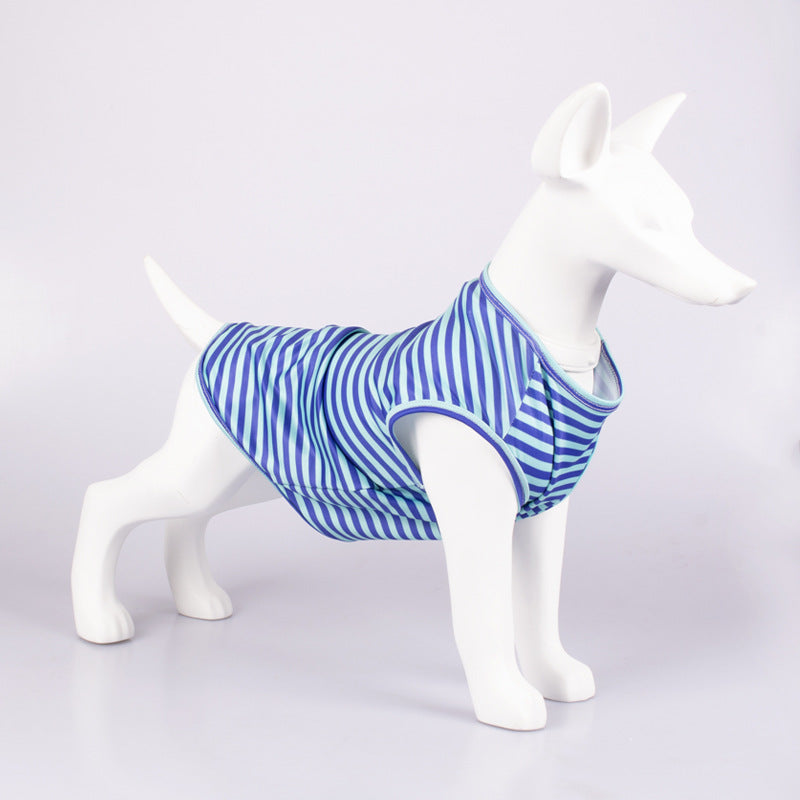 Striped Crew Neck Pet Tank Top Apparel