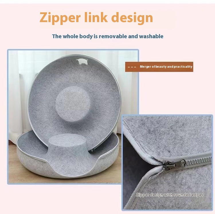 Round Plush Pet Tunnel Bed For Comfortable Rest