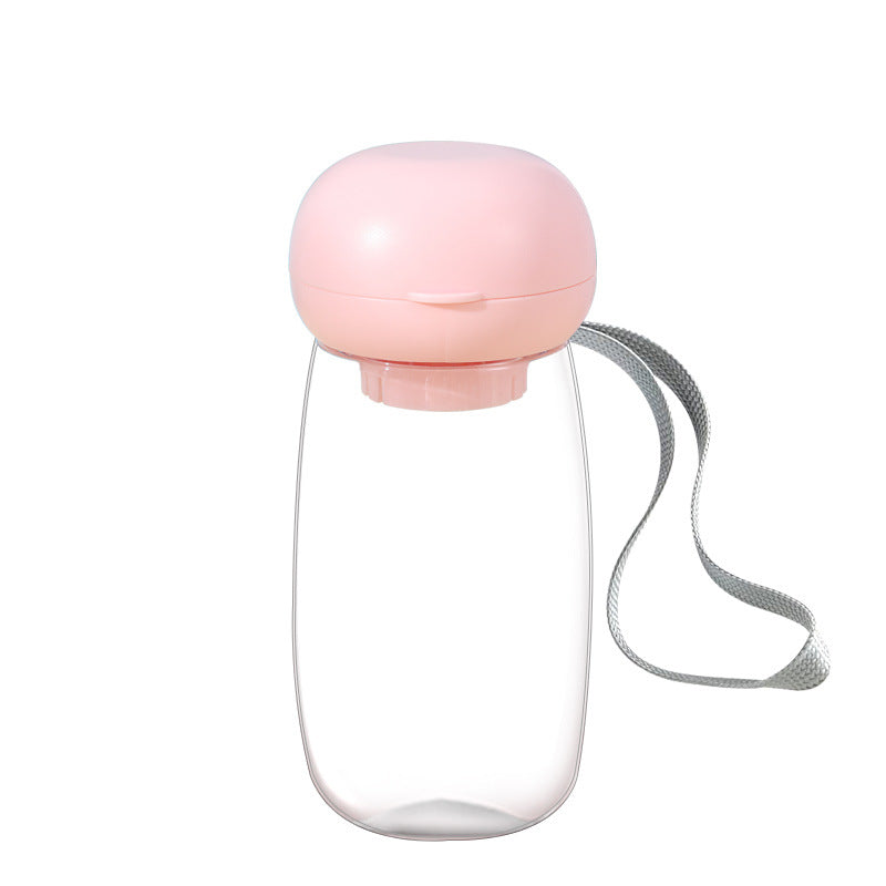 Portable Pet Water Bottle With Feeding Cup And Lanyard