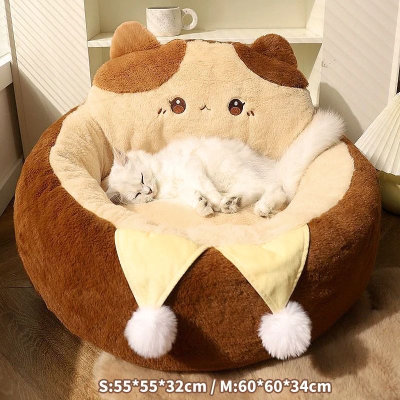 Round Plush Pet Sofa Bed Winter Warm Cushion Nest