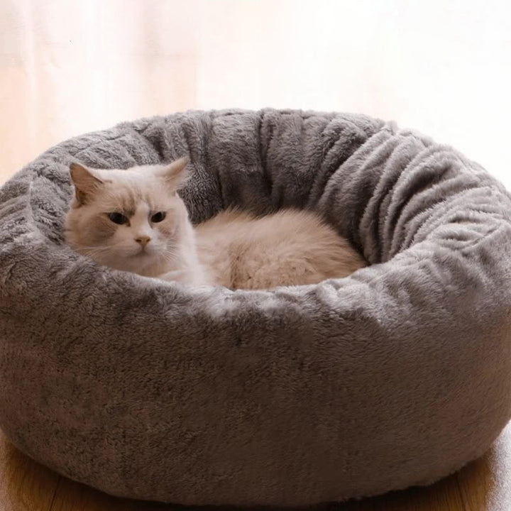 Fluffy Donut Pet Bed Round Warm Cushion Mat