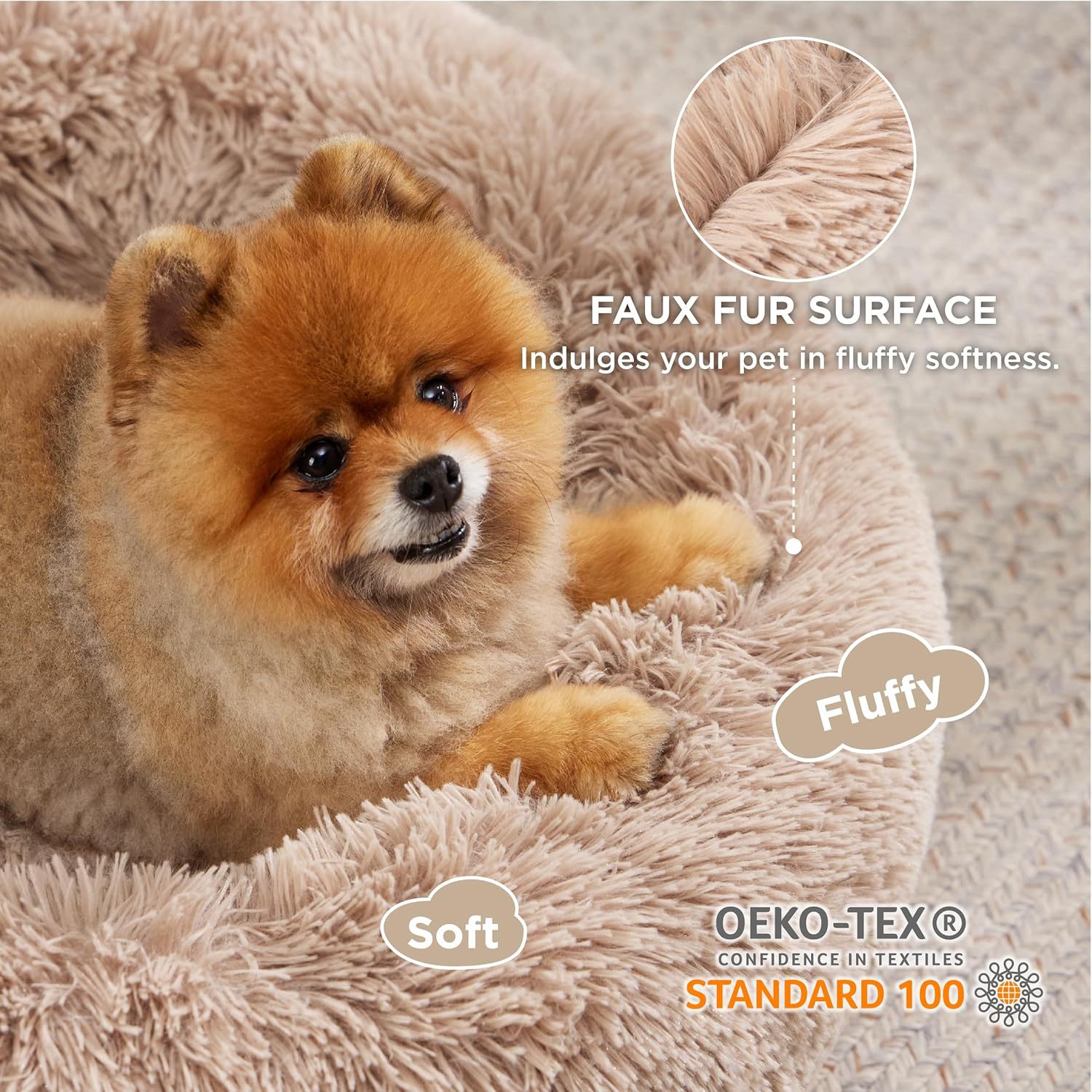 Non-Slip Round Plush Pet Bed For Indoor Comfort