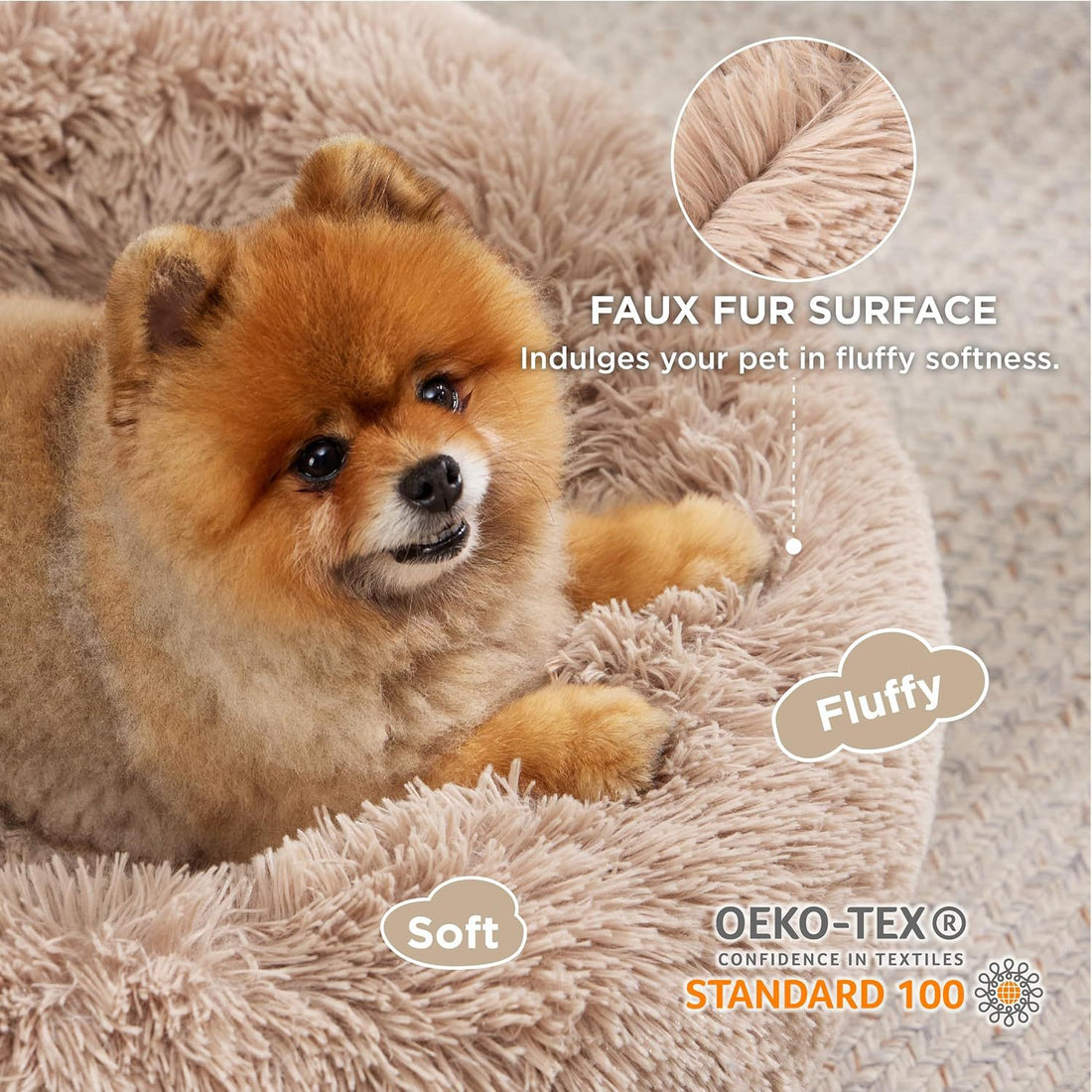 Non-Slip Round Plush Pet Bed For Indoor Comfort
