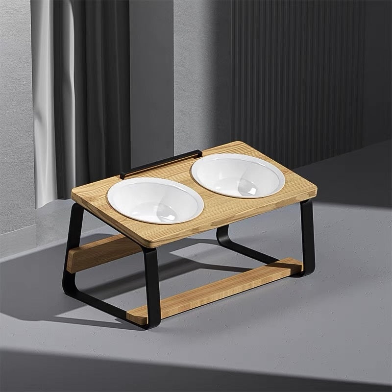 Ceramic Double Pet Feeding And Water Bowl Holder