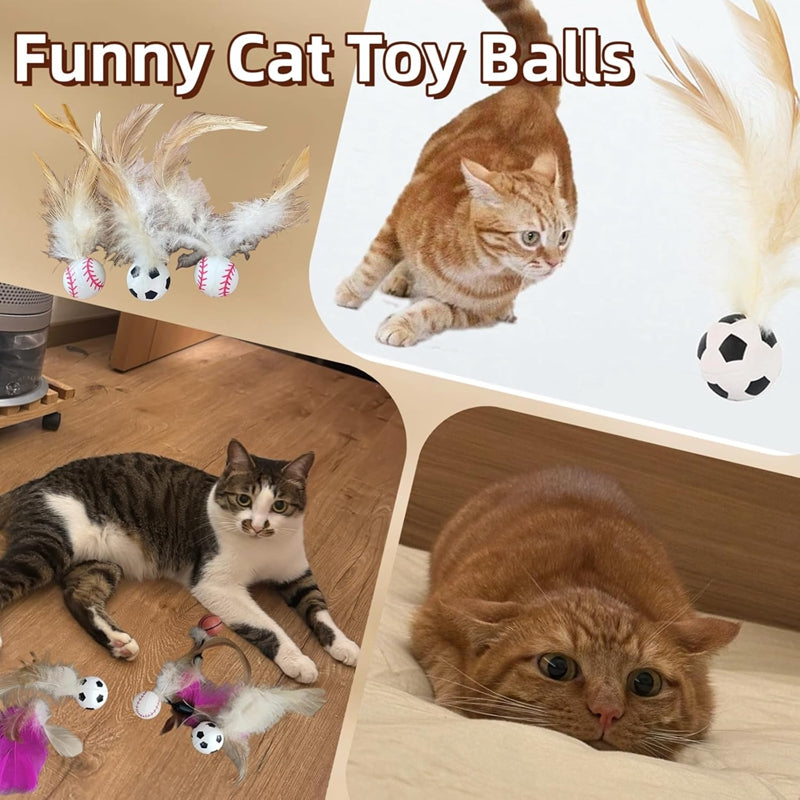 Interactive Pet Feather Bouncy Ball Entertainment Toy