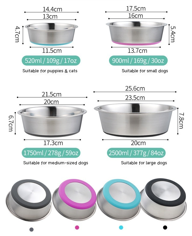 Stainless Steel Silicone Pet Feeding And Water Bowl