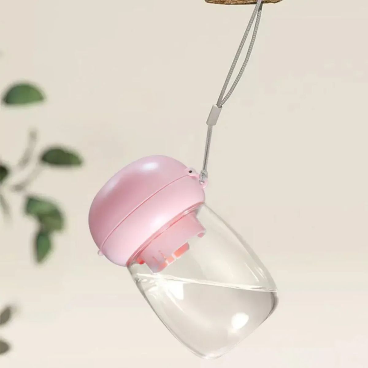Portable Pet Water Bottle With Feeding Cup And Lanyard