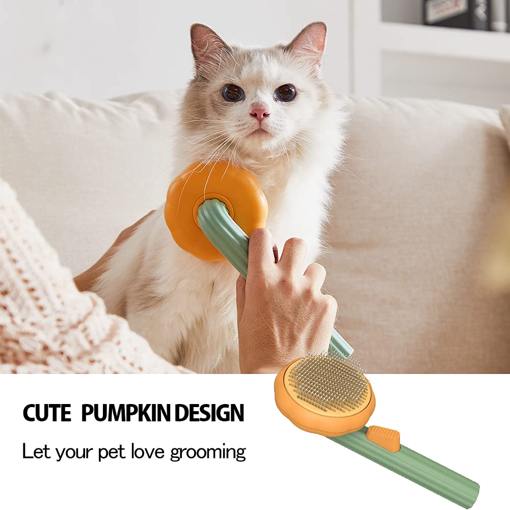 Pumpkin Style Self Cleaning Pet Slicker Grooming Brush