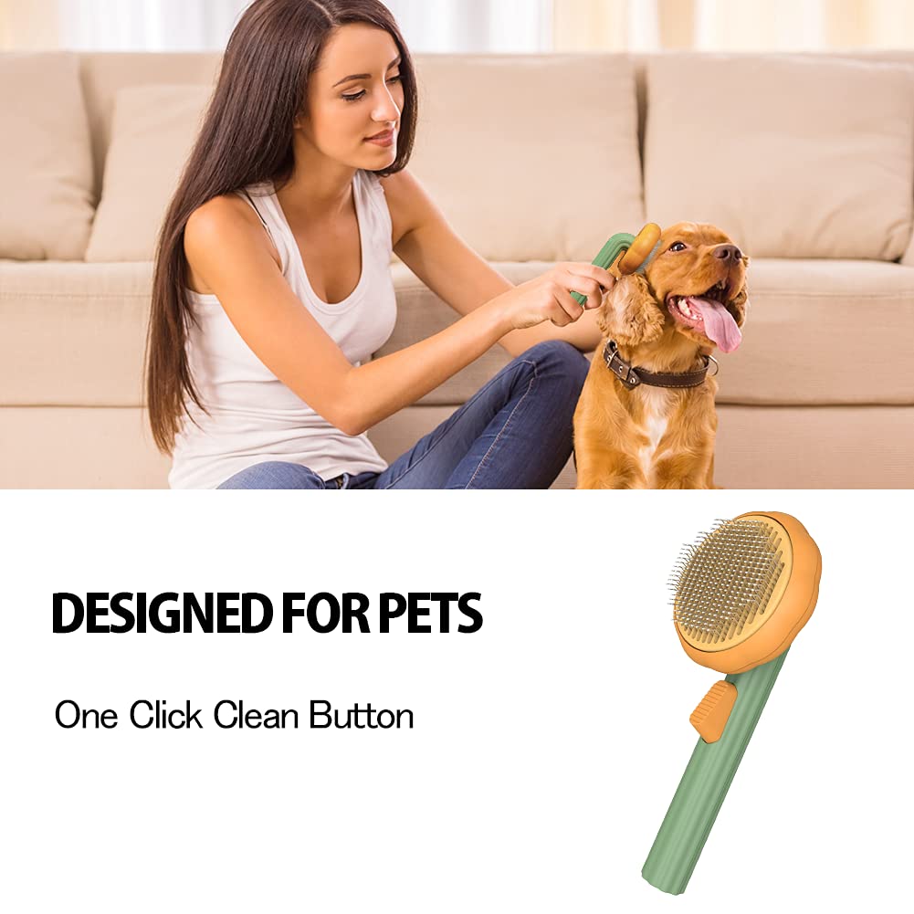 Pumpkin Style Self Cleaning Pet Slicker Grooming Brush