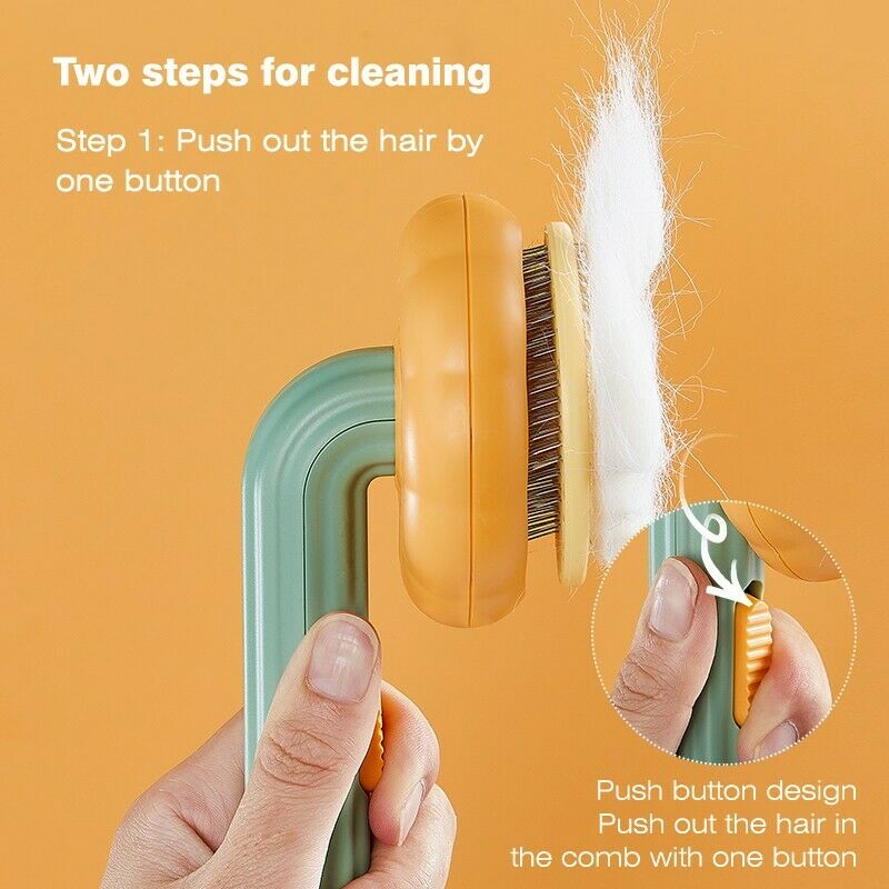 Pumpkin Style Self Cleaning Pet Slicker Grooming Brush
