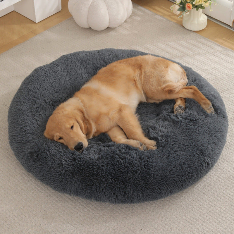 Plush Round Pet Bed Warm Sleeping Mat House