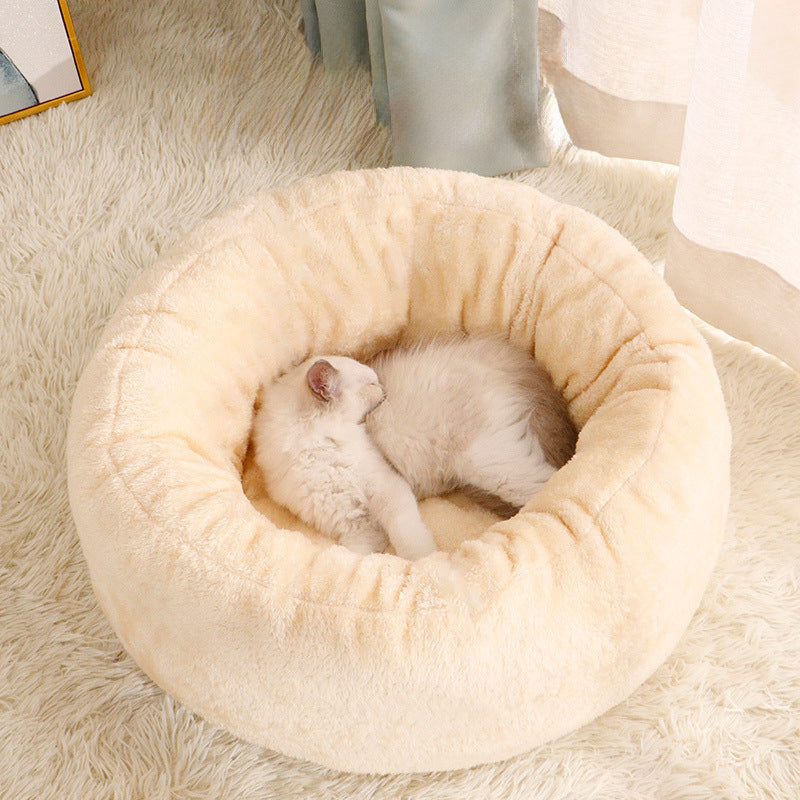 Fluffy Donut Pet Bed Round Warm Cushion Mat