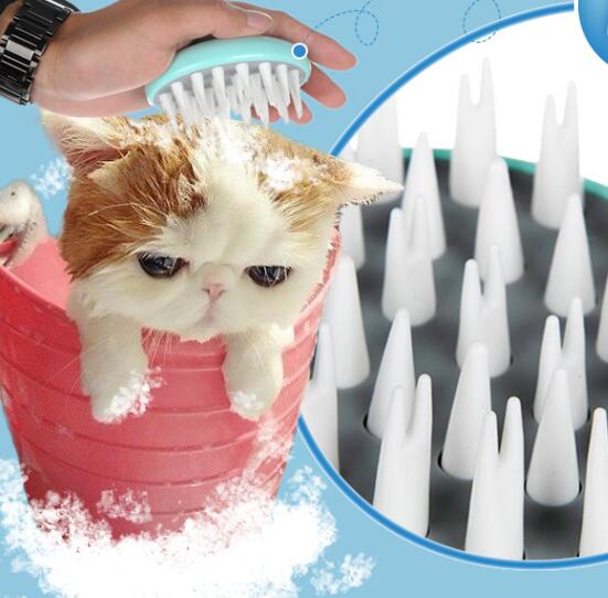 Comfortable Pet Bath Massage Grooming Brush Tool