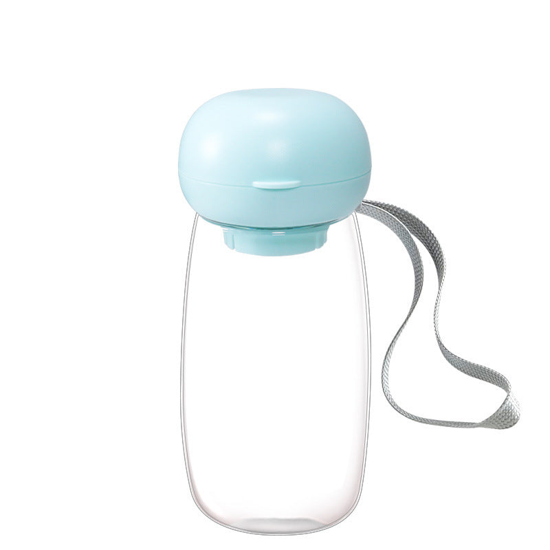 Portable Pet Water Bottle With Feeding Cup And Lanyard