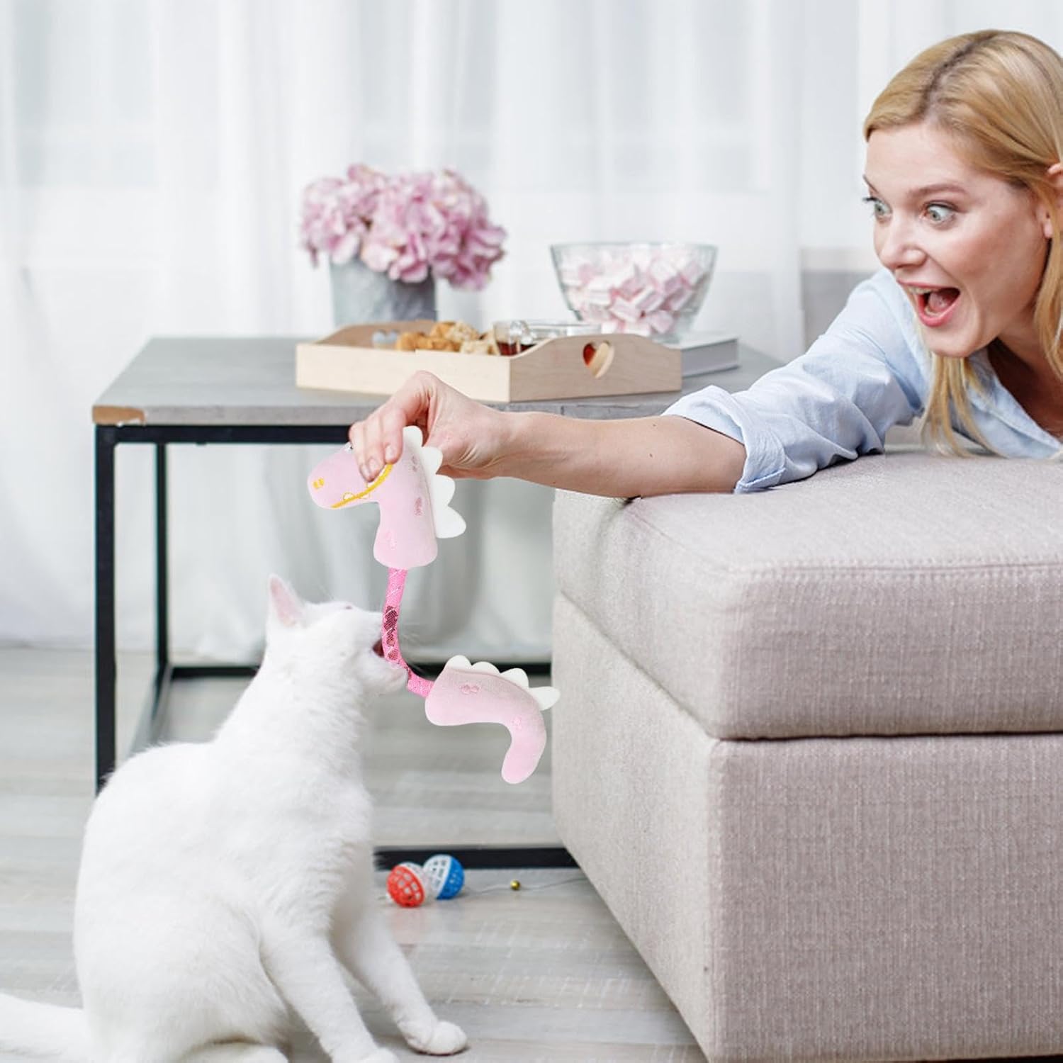 Catnip Rope Chew Spring Kicker Interactive Pet Toy