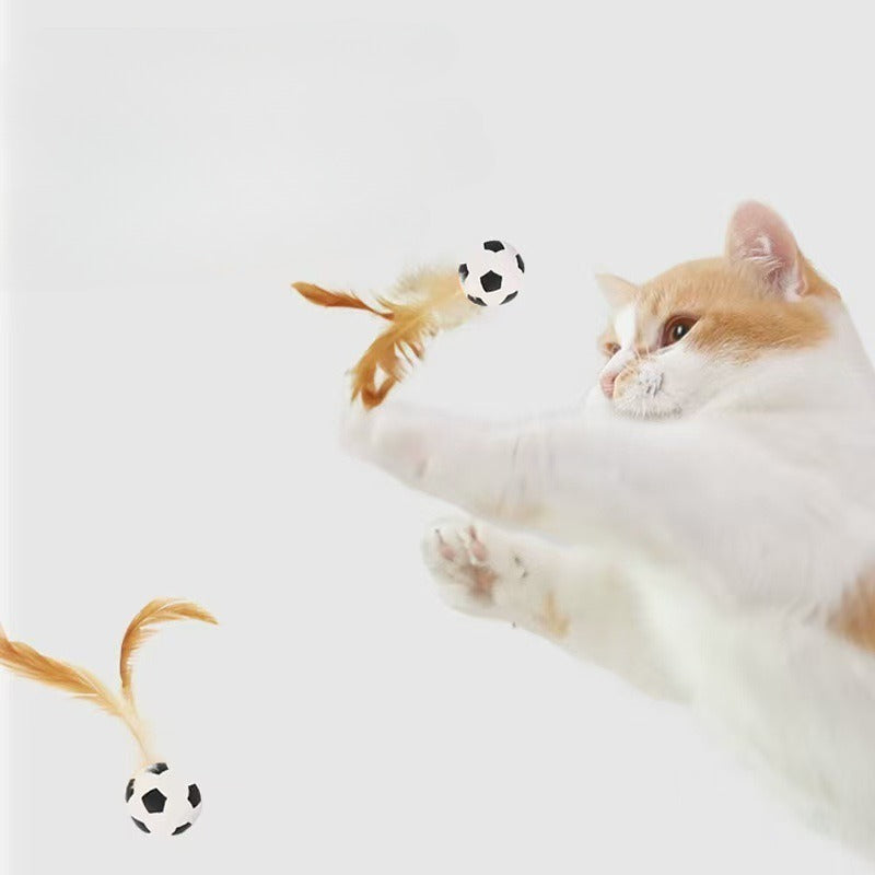 Interactive Pet Feather Bouncy Ball Entertainment Toy