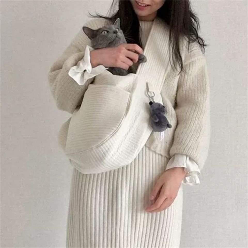Handmade Pet Carrier Breathable Canvas Shoulder Travel Tote Bag