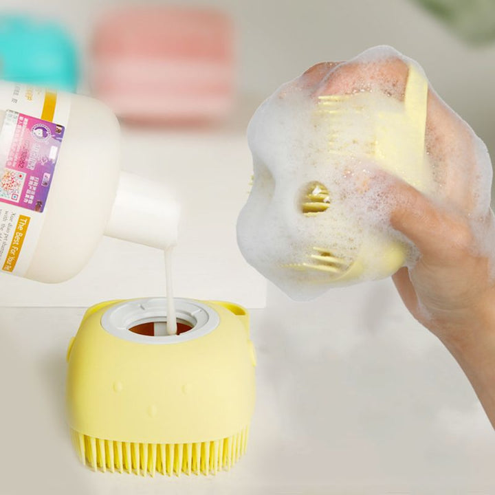 Silicone Bristle Shampoo Dispenser Pet Bath Brush