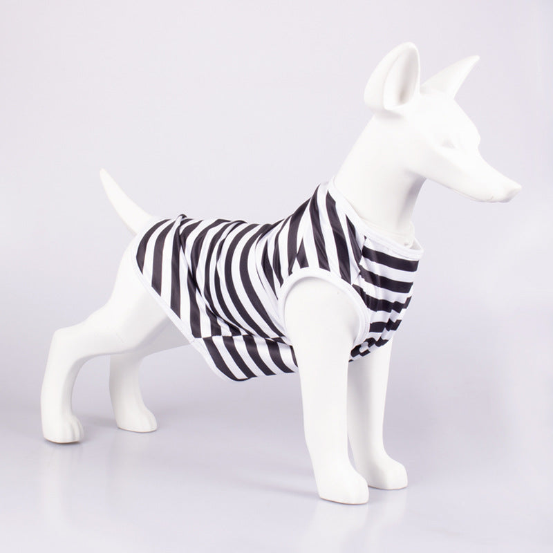 Striped Crew Neck Pet Tank Top Apparel
