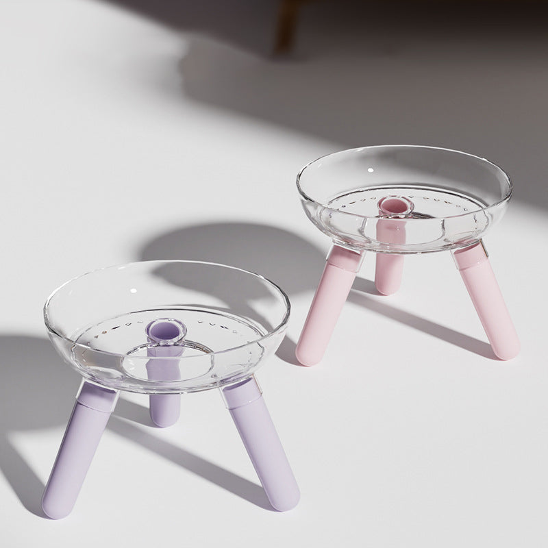 Transparent Glass Pet Feeding And Water Bowl Anti-Knock Stand
