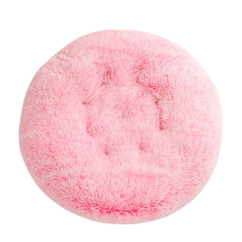 Plush Round Pet Bed Warm Sleeping Mat House