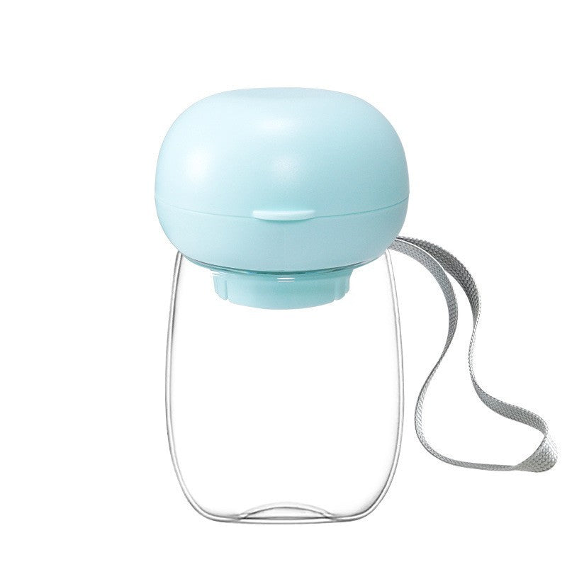 Portable Pet Water Bottle With Feeding Cup And Lanyard