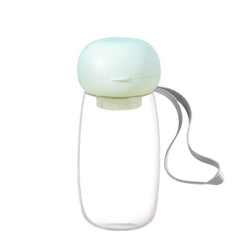 Portable Pet Water Bottle With Feeding Cup And Lanyard