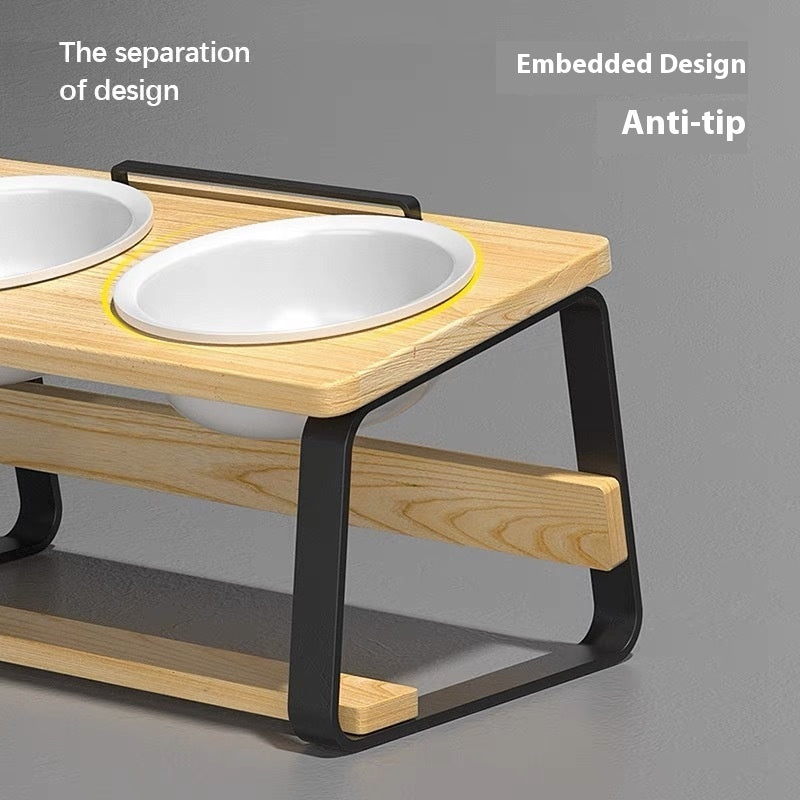 Ceramic Double Pet Feeding And Water Bowl Holder