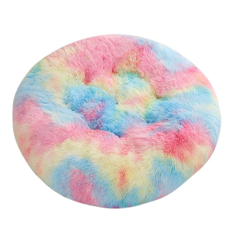 Plush Round Pet Bed Warm Sleeping Mat House