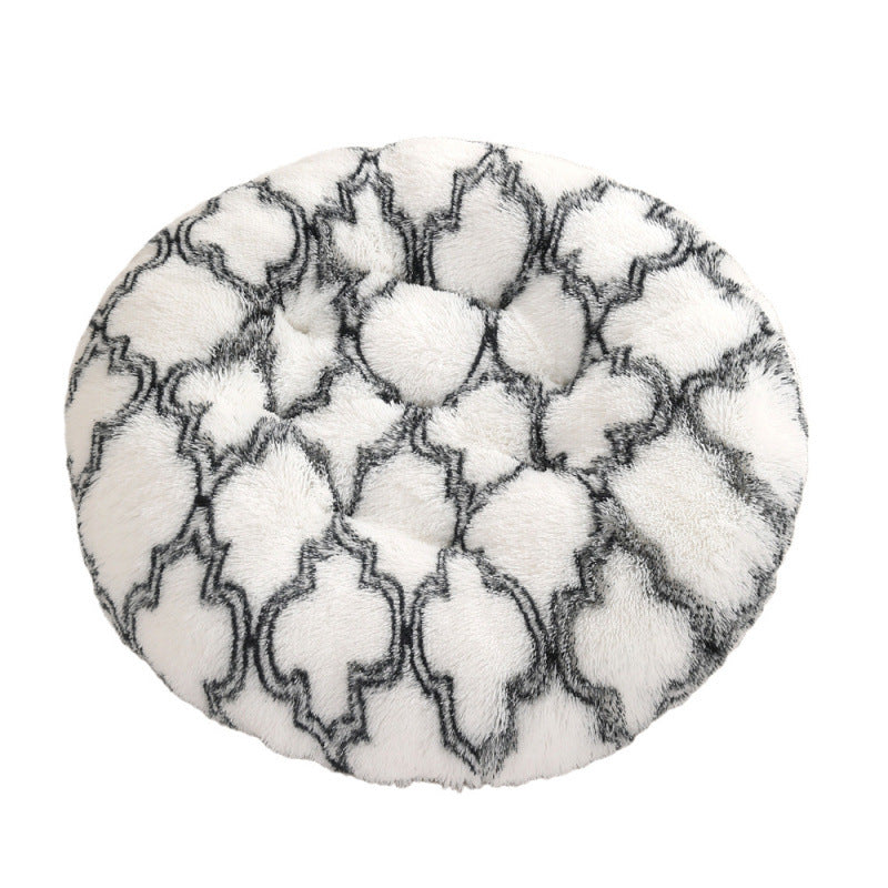 Plush Round Pet Bed Warm Sleeping Mat House