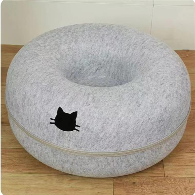 Round Plush Pet Tunnel Bed For Comfortable Rest