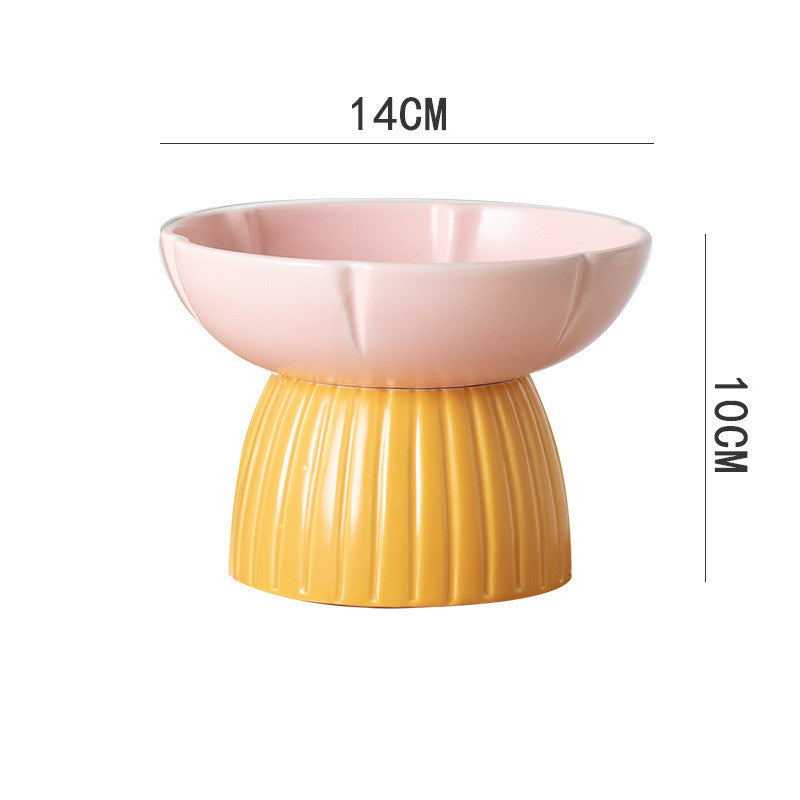 Macaron Color Ceramic Pet Feeding Bowl Set