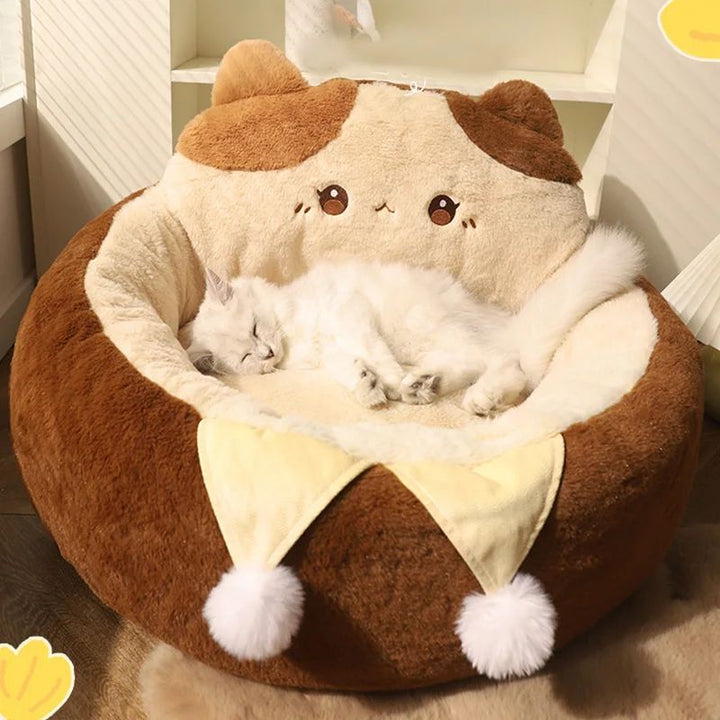Round Plush Pet Sofa Bed Winter Warm Cushion Nest