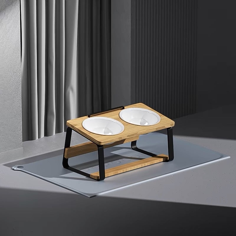 Ceramic Double Pet Feeding And Water Bowl Holder