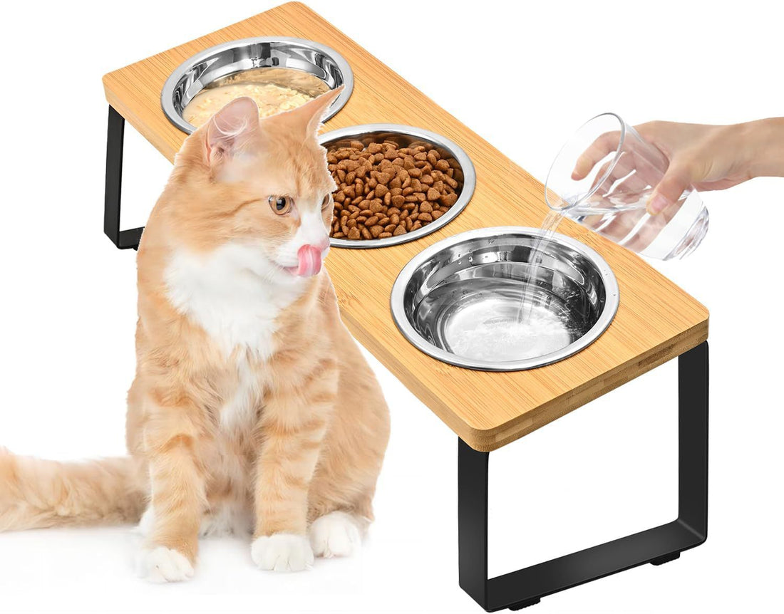 Wood And Iron Pet Feeding Rack With Bowl Holder