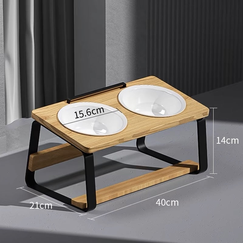 Ceramic Double Pet Feeding And Water Bowl Holder