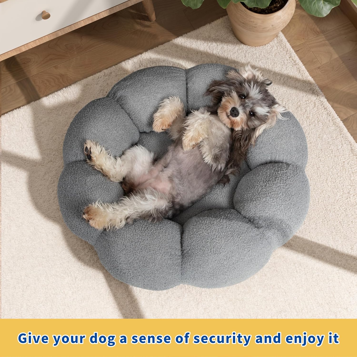 Fluffy Round Plush Pet Calming Bed For Indoor Comfort