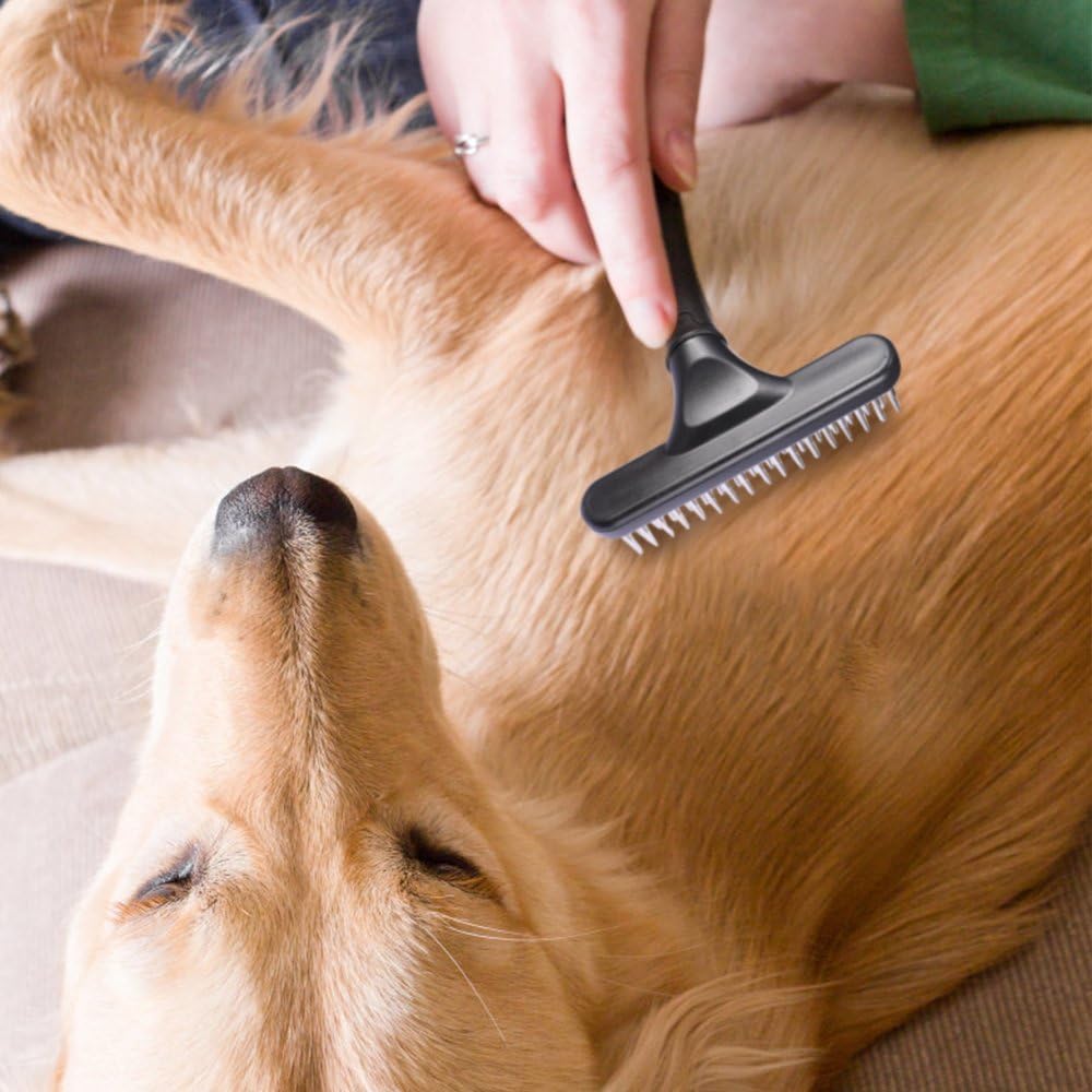 Double Row Dematting Pet Grooming Rake Comb