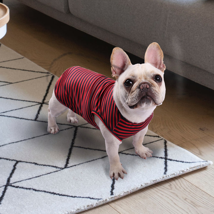 Striped Crew Neck Pet Tank Top Apparel