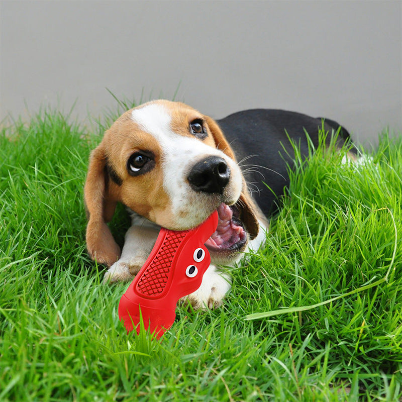 Vocal Rugby Shaped Rubber Pet Chew Teething Toy