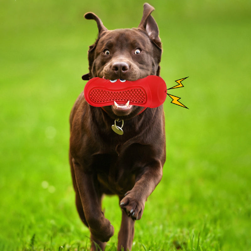 Vocal Rugby Shaped Rubber Pet Chew Teething Toy