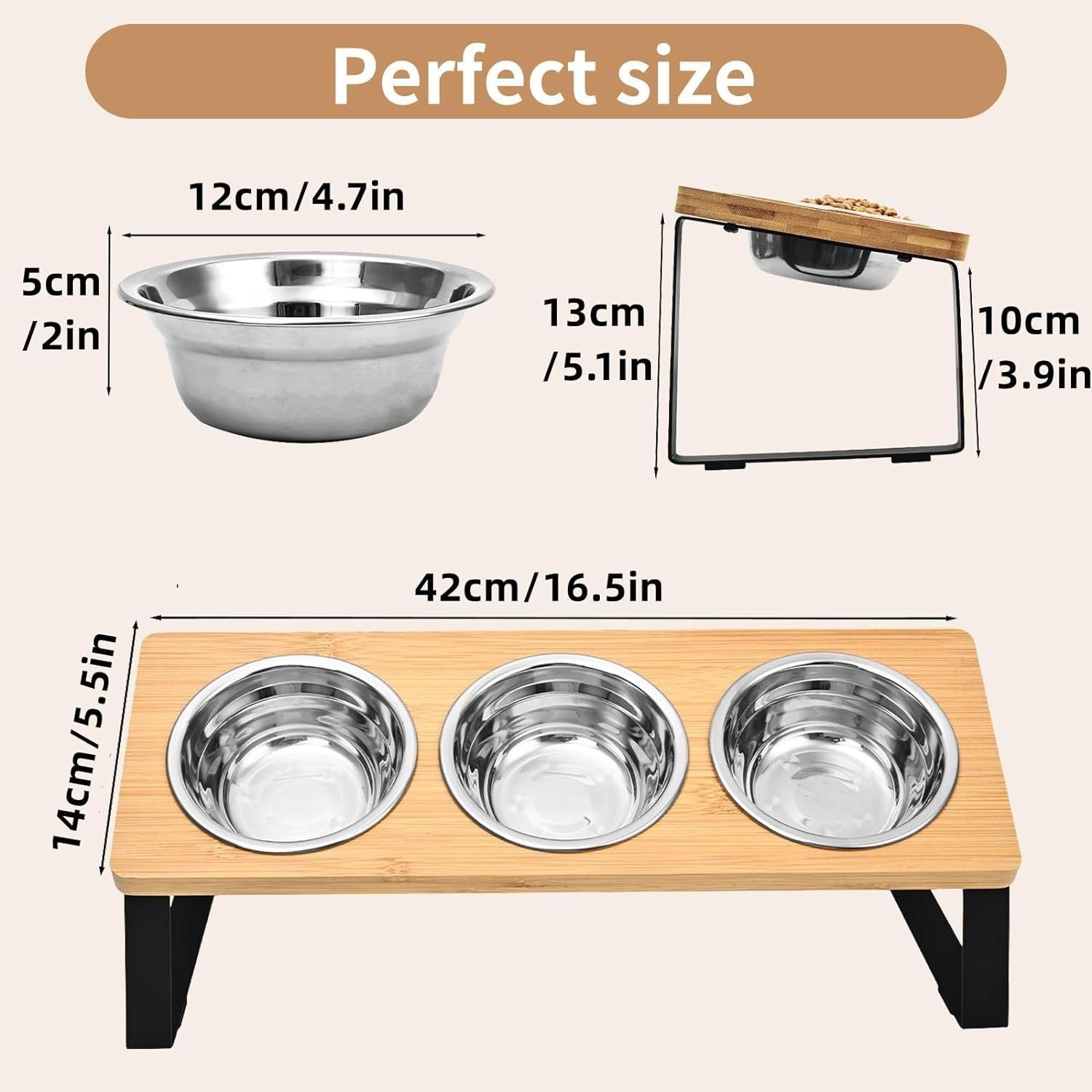 Wood And Iron Pet Feeding Rack With Bowl Holder