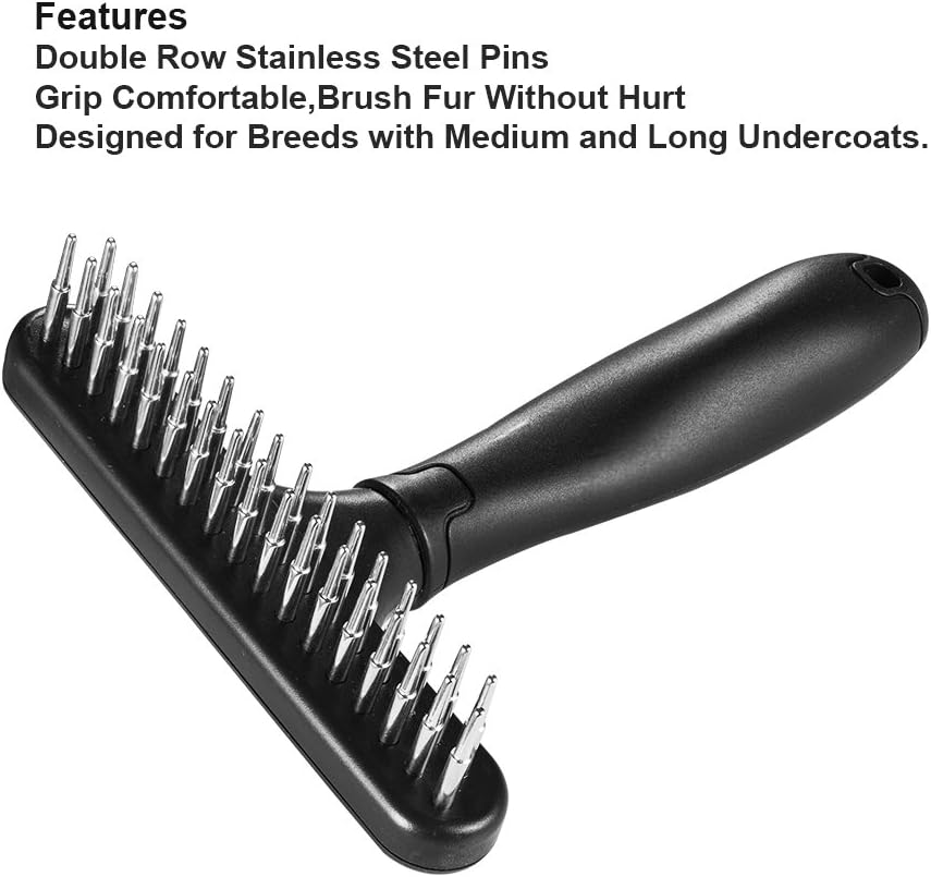 Double Row Dematting Pet Grooming Rake Comb
