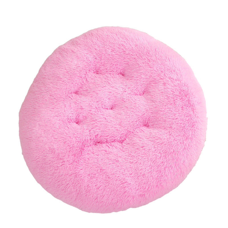Plush Round Pet Bed Warm Sleeping Mat House