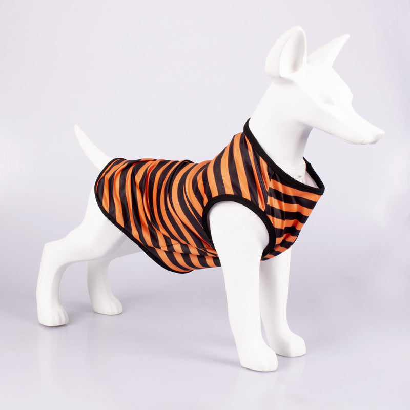 Striped Crew Neck Pet Tank Top Apparel